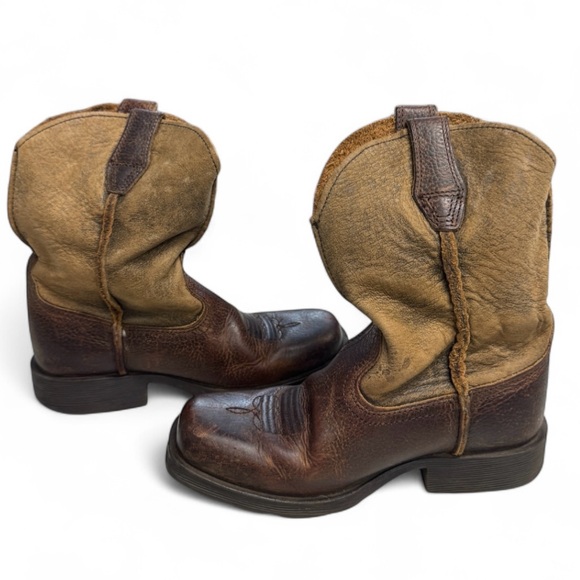 Ariat Boy’s Rustic Brown and Tan Cowboy Boots Size 10 - Picture 4 of 7